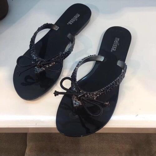 2019 Women Melissa Fashion Shoes Woman Lovely Bow Summer Sandals Melissa Slipper Outdoor Basic Beach Shoes Zapatos De Mujer
