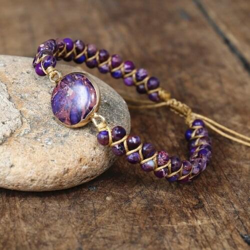 Women Bohemia Yoga Braided Bracelet Imperial Stone Beaded Weave Charm Bracelets Handmade Wrap Bracelet Femme Jewelry
