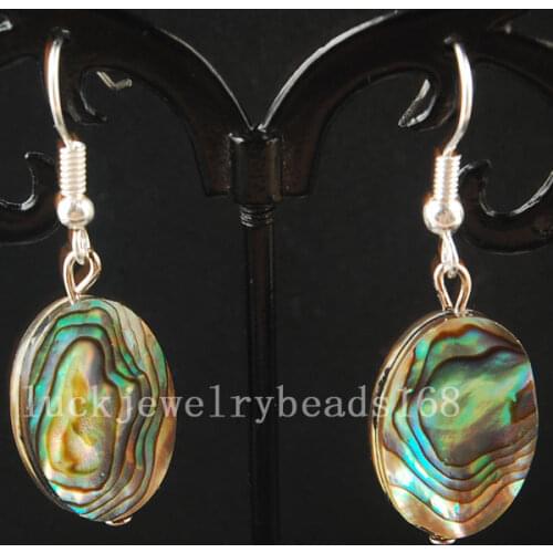 Free Shipping Women Fashion Jewelry New Zealand Abalone Shell Oval Dangle Earrings Pair Free Shipping C3559