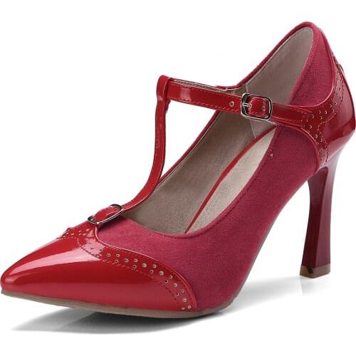 New sexy t-shaped 2018 spring shoes pointed thick with high with 40-48 womens shoes, 18316