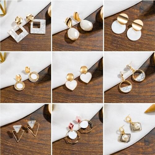 Bicux New Vintage Earrings 2020 Geometric Shell Earrings For Women Statement Dangle Drop Female Wedding kolczyki Fashion Jewelry