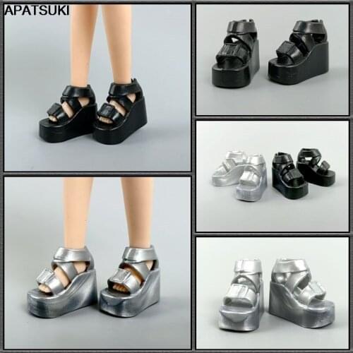 1pair Fashion Wedge Platform Heel Shoes for Barbie Dolls Summer Sandals for Blythe Dolls Accessories Kids Toys 1/6 DIY Gift