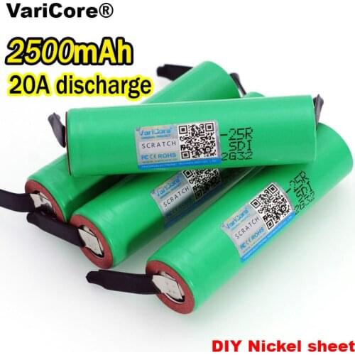 100% new brand 18650 2500mAh akku 3,6 V INR18650 25R M 20A discharge + DIY Nickel