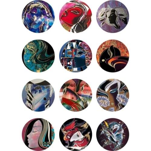 12mm 14mm 16mm 10mm 20mm 25mm 424 12pcs/lot Painting Mix Round Glass Cabochons Jewelry Findings 18mm Snap Button Charm Bracelet