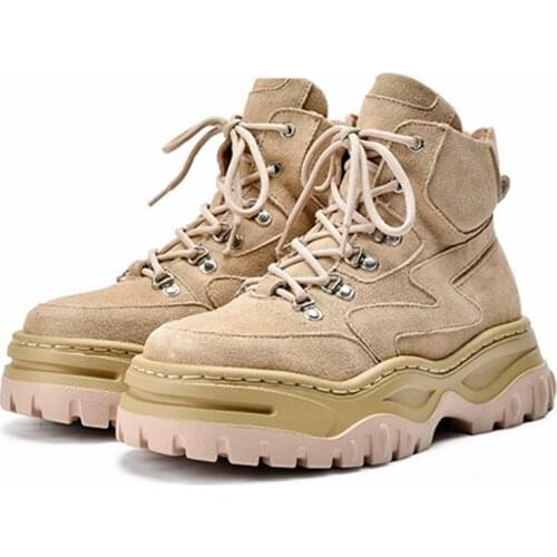 2020 Winter Warm Fur Boots Women Suede Ankle Boots Ladies Lace Up Platform Riding Boots Flat Shoes Woman Botas Mujer