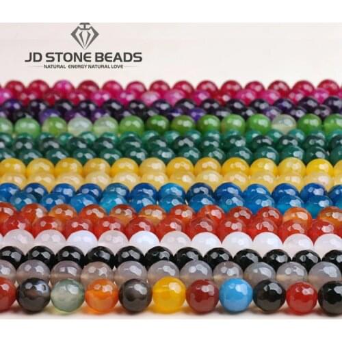 Natural Faceted Agate Stone Beads 4-14mm Round Matte Wholesale Black Beads Onyx Carnelian Black Stone Beads for jewelry making