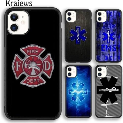 Krajews Firefighter Paramedic Rescue Logo Phone Case For iPhone 5s 6s 7 8 plus X XR XS 11 12 pro max Samsung Galaxy S8 S9 S10