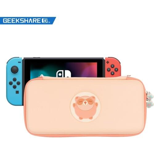 Geekshare Cute Small Raccoon Storage Bag Protables For Nintend Switch Strap Orange Girl Travel Carrying Case for Nintendo Switch
