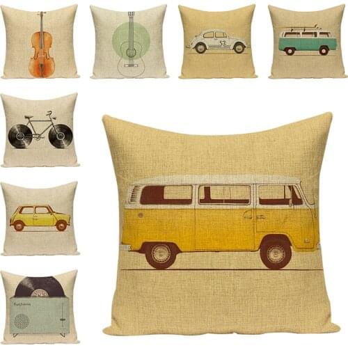 Cartoon Car Cushion Cover Print Decorative Pillow Case for Sofa Throw Pillowcase Car Seat Accessory Home Textile Decor 45x45cm