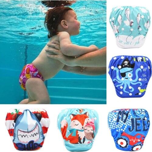 New Print Baby Swim Diapers Waterproof Adjustable Cloth Diapers Pool Pant Swimming Diaper Cover Reusable Washable Baby Nappies