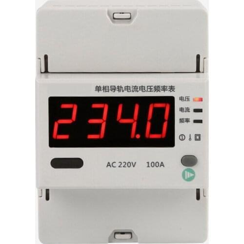 Free shipping DIN type 1 phase A V Hz combination meter AC220V 0-100A 0-450V electronic meter LED number display