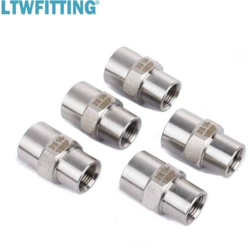 LTWFITTING Stainless Steel 316 BSP Pipe Fitting 1/4-Inch x 1/8-Inch Female BSPP Reducing Coupling Boat Air Fuel