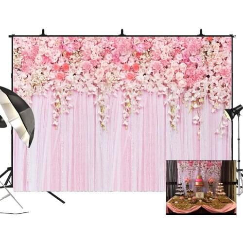 BEIPOTO Pink Flowers Backdrop Photography Background Wedding Background Floral baby shower birthday party Decor bridal shower