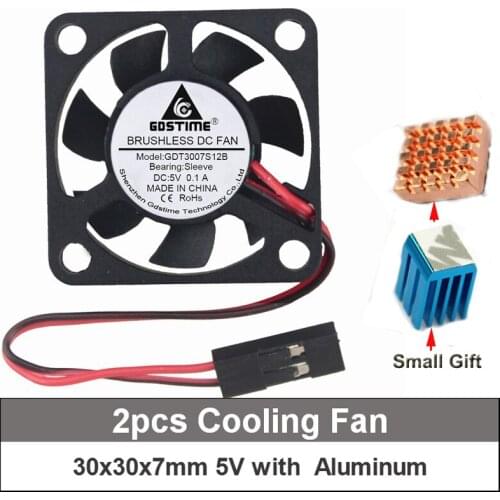 Gdstime 2pcs 30mm DC 5V Cooling Fan With Heatsink Aluminum Dupont Connect Cooler Fan