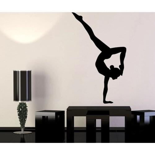 Gymnast Silhouette Wall Decal Girl Field Events Sport Door Window Vinyl Stickers Gym Girls Bedroom Stadium Interior Decor E301