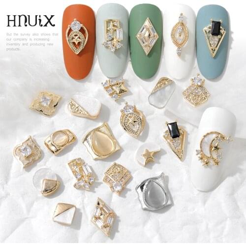 HNUIX 2Pieces 3D Metal Zircon Nail Art Jewelry Japanese Nails Decorations Top Quality Crystal Manicure Zircon Diamond Charms