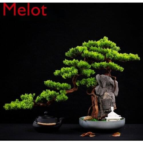 Artificial Greeting Pine Tree Bouldering Root Carving Crafts Chinese Office Living Room Desktop Ornaments Gifts From Elders