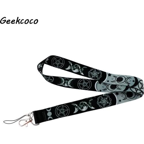 J2317 Cartoon Triple Moon Goddess Magic Woman diy Lanyard Mobile Phone Key Card Identification Straps USB Badges Holder Hanging