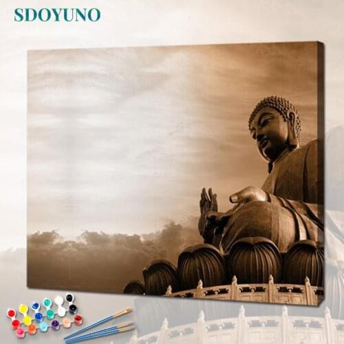 SDOYUNO Paint By Numbers Religion DIY Oil Painting By Numbers On Canvas Buddha 60x75cm Frame Number Painting Figure Wall Art