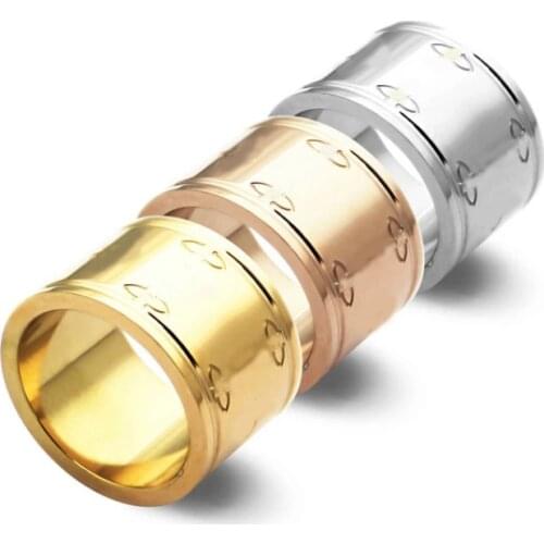 Wide face small flower couple ring for men and women