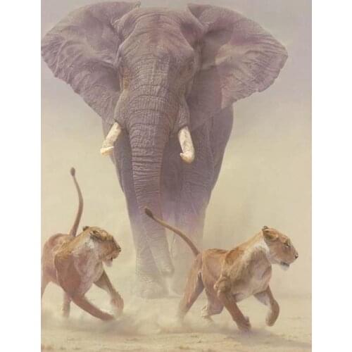 LIPHISFUN Full Drill Diamond Painting Embroidery Square/round DIY Home Decor Needlework Elephant Lion Animal