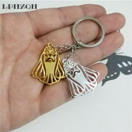 LPHZQH Fashion Trendy Puppy Cute Dog Cocker Spaniel Car Key Chain Women Bag Pendant Charm Accessories Keyring Jewelery Steampunk