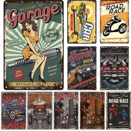 Car Metal Plate Rusty Decorative Plate Garage Metal Tin Sign Home Bar Pub Club Wall Decor Signs Vintage Poster Industrial Decor