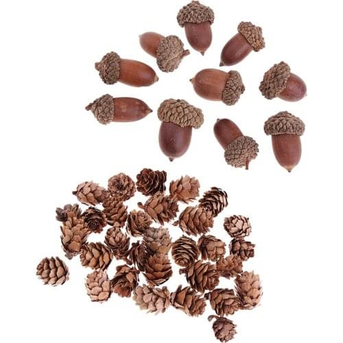 40Pcs Natural Mini Pine Cones Acorns Dried Flowers Christmas Accents Decoration Ornaments
