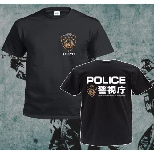 Fashion Hot Sale Inspired Japan Style Tokyo Metropolitan Police Department Black T-Shirt Men Cotton Tees Shirt Harajuku