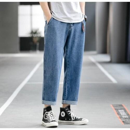 Mens Vintage Straight Jeans Plus Size Hip Hop Blue Cargo Jean for Men Mens Denim Pants Men Fashion 2020 Trousers