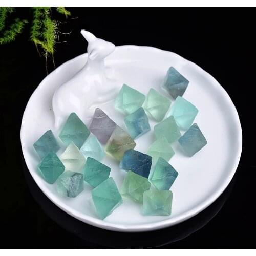 Natural Green Fluorite Octahedral Crystal Point Raw Gemstone Ornament Cane Decoration Stone Collection Stone Crystals Mineral