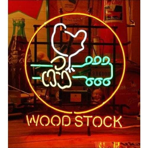 Neon Sign For WOOD STOCK guitar music display light taylo guitar Neon Signs For Home Personalized Custom Neon Sign Bar Pub Light