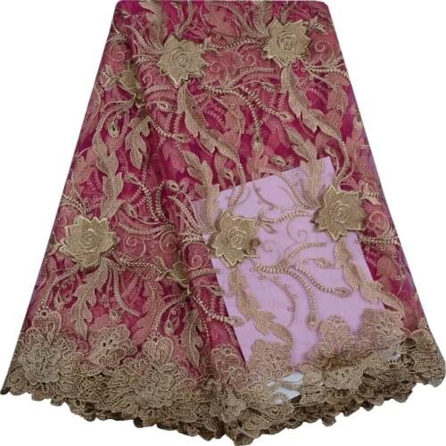 Newest African Lace Fabric 2017 Nigerian Lace Fabrics African French Lace Fabric High Quality Embroidered Tulle Lace Fabric 808