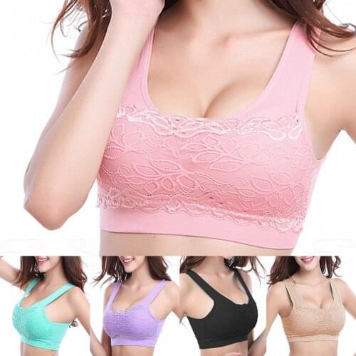 2018 new arrival Women casual Workout lace Tank Tops Stretch Seamless Underwear Fitness female Padded tank tops
