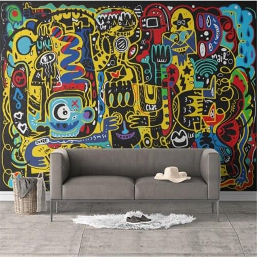 Modern Trend Graffiti Wallpapers Industrial Decor Abstract Mural Wallpaper for Living Room TV Sofa Background Wall Papers