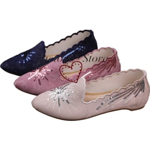 Korean Clothing Hanfu Shoes Womens Shoes Summer New Pointed Embroidered Shoes Cloth Shoes Jacquard Cotton Dance Shoes