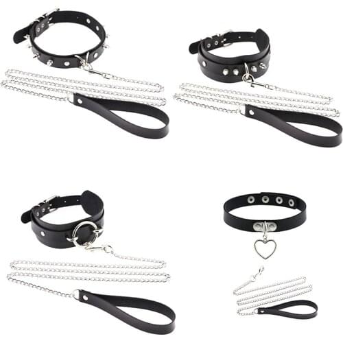 Sexy punk Choker traction rope Collar pu leather choker Bondage cosplay Goth jewelry women gothic necklace Harajuku accessories
