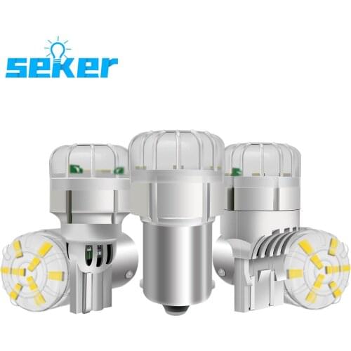 Seker 2pcs Canbus P21W 1156 BA15S 1157 BAY15D T10 W5W T15 W16W T20 W21W WY21W 7440 7443 T25 P27W 3156 3157 LED Lights Error Free