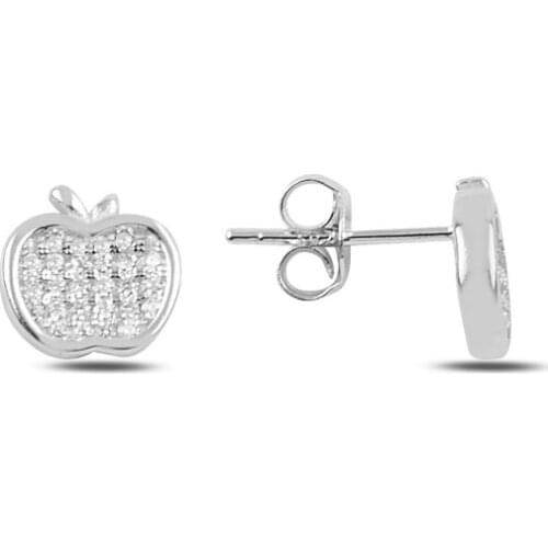 Silver 925 Sterling Zircon Apple Earrings