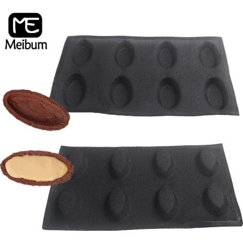 Meibum 8 Cavity Glass Fiber Silicone Mould Cupcake Bun Form Shell Bread Mold Pastry Baking Tools Non Stick Perforated Bakeware