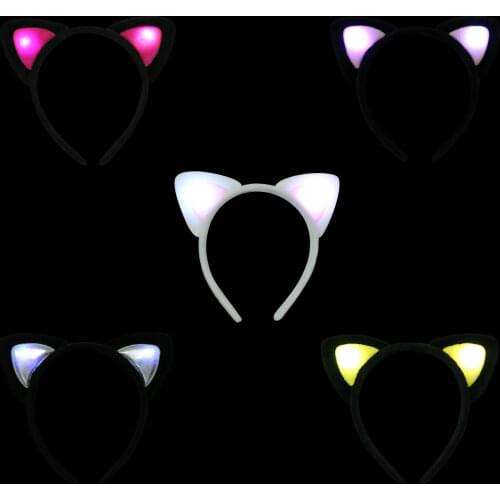Women Girls Glow Party Supplies Decorations Led Cat Ears LED Headbands Rave Flashing Hairband Led Party Christmas Birthday Gifts