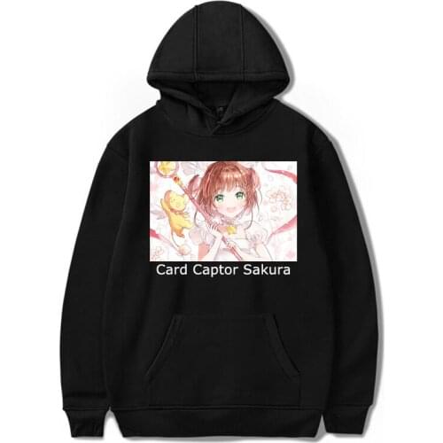 Japan Anime Sakura Card Captor Hoodie Women Men Hip Hop Sweatshirts Long Sleeve Thin Velvet Warm Printed Hooded Coat Tracksuit