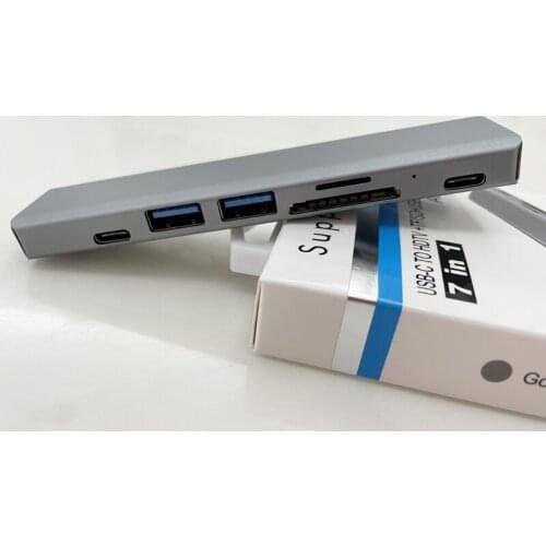 H7JF USB C Hub Adapter USB3.0 High-speed Transmission 7-port Hub Splitter 1 to 7 USB2.0 Hub Multi-port for Notebook Desktop