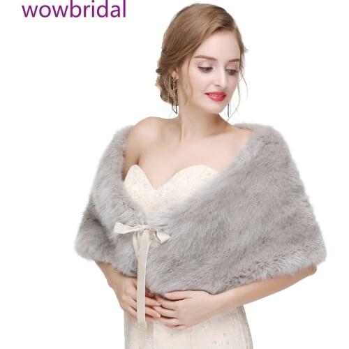 WOWBRIDAL Warm Faux Fur Winter Bridal Cape Wedding Cloaks Party Wraps Jacket Wrap Boleros De Encaje Boleros De Mujer