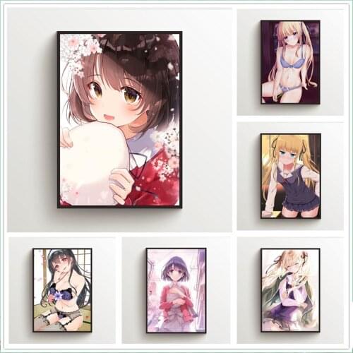 WTQ Canvas Painting Anime Posters Saenai Heroine No Sodatekata Retro Poster Wall Decor Wall Art Picture for Living Room Decor