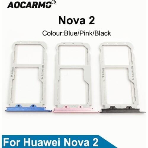 Aocarmo For Huawei Nova 2 SD MicroSD Holder Nano Sim Card Tray Replacement Part