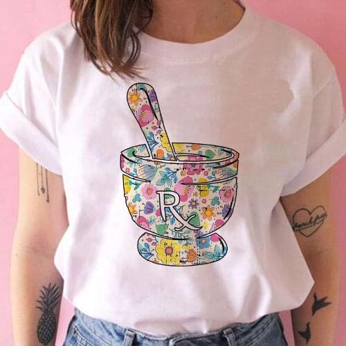 2021 Women T Shirts Beautiful New Animated Short Sleeve Top Tee Punk Medication Equipment Print Shirt Femme Hot Selling