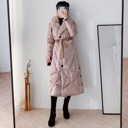 Womens Winter Down Jacket Long Coat Female 90% White Goose Down Warm Parkas Woman Fox Fur Collar 2021 Abrigo Mujer Pph2760