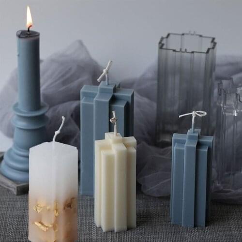 1Pc Scented Candle DIY Clear Candle Mold Handmade Candle Mold Acrylic Square Stripe Making Supplies