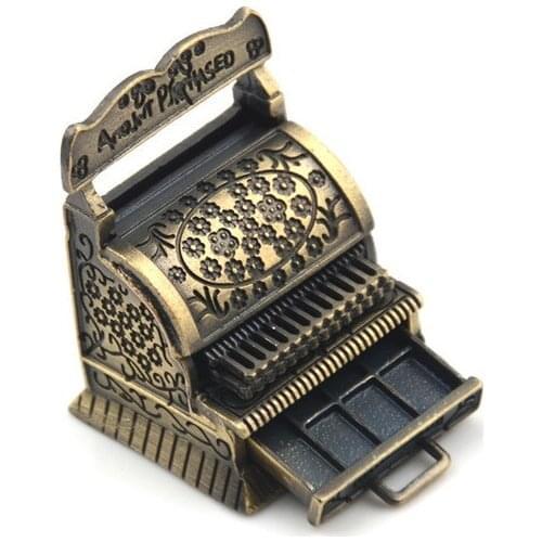 1Pcs Vintage Metal Cash Register 1:12 Dollhouse Miniature Accessories 1/12 Furniture for Doll Home Decoration